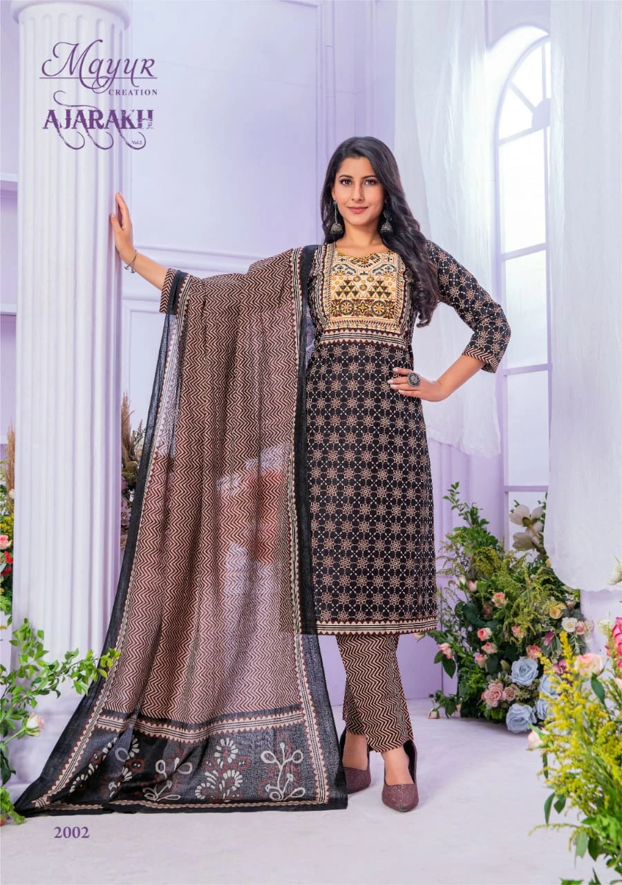 Mayur Ajarakh Vol 2 Pure Cotton Wholesale Readymade Salwar Suit Catalog — Wholesale Salwar Suits, Mayur Dress wholesale from Surat - Gallery Image 2